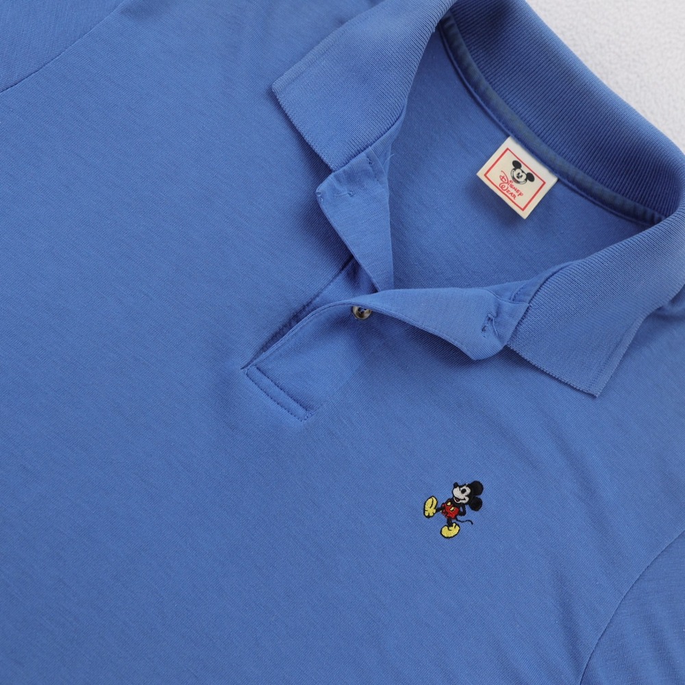 Disney Wear Mens Vintage Mickey Mouse Polo Shirt Blue Short Sleeve‎ Size M USA